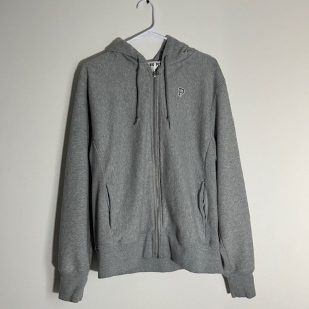 Gray Victoria Secret Pink Zip Up Hoodie Size Medium